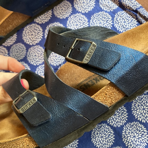 Birkenstock Salina Metallic Blue Sandals size 42 11/ 12 - Picture 13 of 16